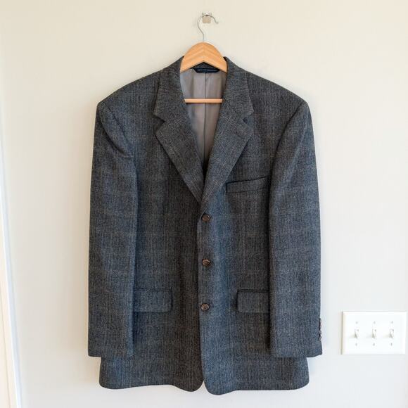 Brooks Brothers Lambswool Herringbone Single-Breasted Blazer Gray 43